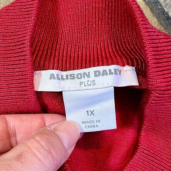 Allison Daley Women’s Plus Red Mock Turtleneck Short Sleeve Sweater 1X - Picture 9 of 11